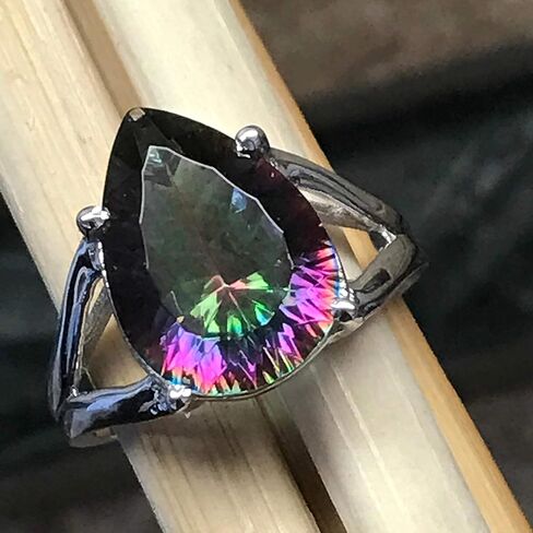 Beautiful 2.5ct Mystic Topaz 925 Solid Sterling Silver Ring Size 5, 6, 7, 8, 9 in Kuwait