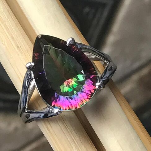 Beautiful 2.5ct Mystic Topaz 925 Solid Sterling Silver Ring Size 5, 6, 7, 8, 9 in Kuwait