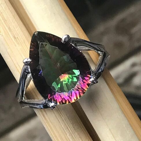 Beautiful 2.5ct Mystic Topaz 925 Solid Sterling Silver Ring Size 5, 6, 7, 8, 9 in Kuwait