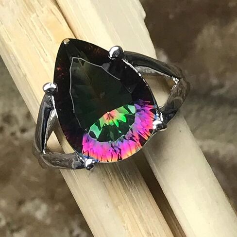 Beautiful 2.5ct Mystic Topaz 925 Solid Sterling Silver Ring Size 5, 6, 7, 8, 9 in Kuwait