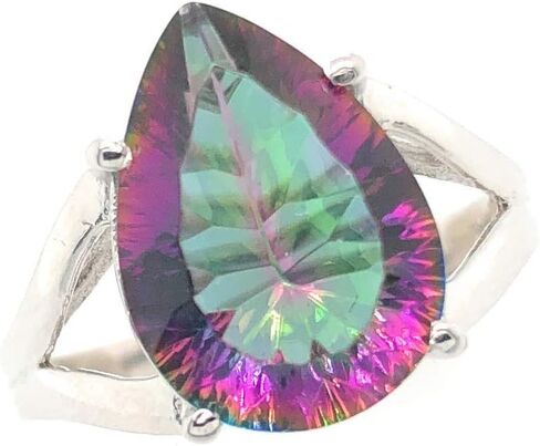 Beautiful 2.5ct Mystic Topaz 925 Solid Sterling Silver Ring Size 5, 6, 7, 8, 9 in Kuwait