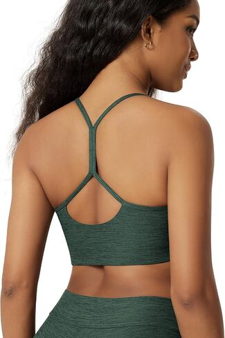 ODODOS Women's Slim Racerback Sports Bra - Ultra Soft odSTRATUM Tech Performance Crop Top Padded Yoga Bra with Removable Pads in Saudi Arabia