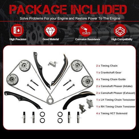 3-1079S 3.5 مجموعة أدوات سلسلة التوقيت ث/VVT Gear & VCT الملف اللولبي أدلة الشد مناسبة لفورد F-150 Ecoboost Expedition لينكولن نافيجيتور 3.5L V6 DOHC Turbo 2017-2024 HL3Z6B274A HL3Z6268A in Kuwait
