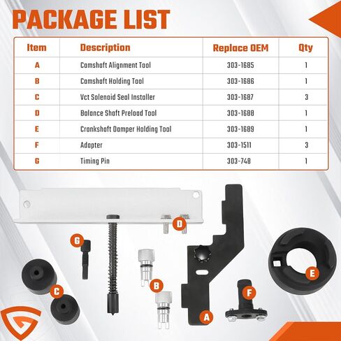 عمود الحدبات عقد محاذاة توقيت عدة العمود المرفقي المثبط حامل التوازن رمح التحميل المسبق أداة VCT الملف اللولبي ختم المثبت متوافق مع فورد 2.0 2.3 303-1551 303-1685 303-1686 303-1687 303-1688 303-1689 in Kuwait