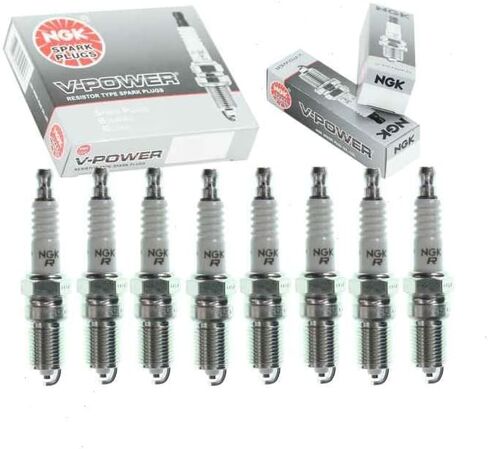 8 pc NGK V-Power Spark Plugs compatible with GMC Sierra 2500 HD 6.0L V8 2001-2017 in Kuwait