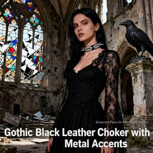 Punk Choker Collar for Women & Men – Gothic Spiked Necklace with Adjustable Leather Band – Edgy Fashion Accessory for Concerts, Halloween & Alternative Style in Kuwait