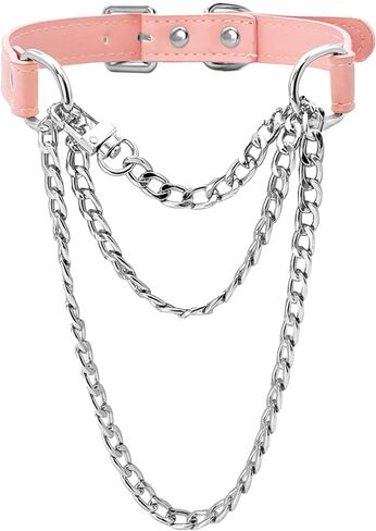 FEOYA Leather Choker Collar For Women Handmade Adjustable Triple-Layer Slip Chain Punk Gothic Chain Collar Necklace in Saudi Arabia