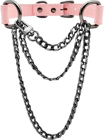 FEOYA Leather Choker Collar For Women Handmade Adjustable Triple-Layer Slip Chain Punk Gothic Chain Collar Necklace in Saudi Arabia