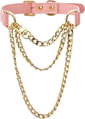 FEOYA Leather Choker Collar For Women Handmade Adjustable Triple-Layer Slip Chain Punk Gothic Chain Collar Necklace in Saudi Arabia