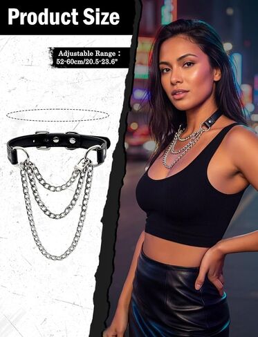 FEOYA Leather Choker Collar For Women Handmade Adjustable Triple-Layer Slip Chain Punk Gothic Chain Collar Necklace in Saudi Arabia