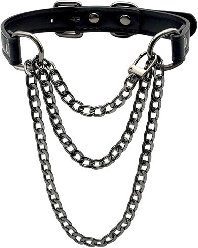 FEOYA Leather Choker Collar For Women Handmade Adjustable Triple-Layer Slip Chain Punk Gothic Chain Collar Necklace in Saudi Arabia