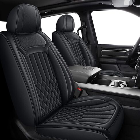 AOMSAZTO Seat Covers Fit for Dodge RAM 1500 2500 3500 2012-2025 2026 : Faux Leather Car Seat Covers Full Set Truck Pickup Crew Quad Cab 5 Seats(Black, Curved Bench) in Saudi Arabia