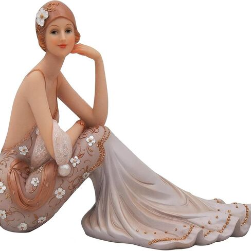 Comfy Hour Glamour Elegance Victorian Style Lady Collection Peony Flower Lady Sitting On Dresser Chair Resin Collectible Figurine,11-inch Height, Pink & Light Purple in Saudi Arabia