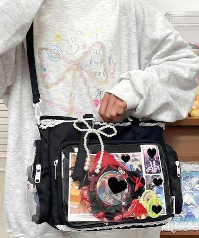 حقيبة يد Ita Crossbody، حقيبة عرض دبوسية مع إدراج، حقيبة رسول لطيفة، حقائب حمل مع كشكشة سحاب، Y2k الجمالية العصرية in Kuwait