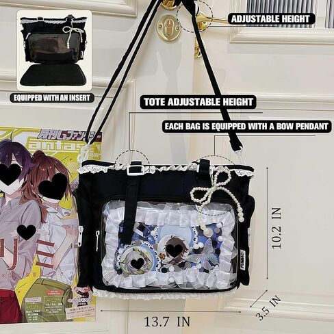 حقيبة يد Ita Crossbody، حقيبة عرض دبوسية مع إدراج، حقيبة رسول لطيفة، حقائب حمل مع كشكشة سحاب، Y2k الجمالية العصرية in Kuwait