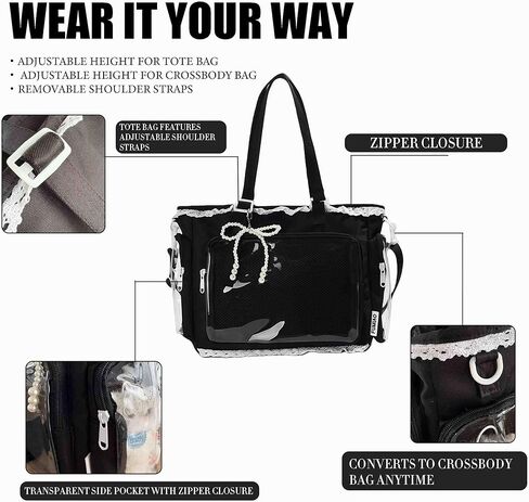 حقيبة يد Ita Crossbody، حقيبة عرض دبوسية مع إدراج، حقيبة رسول لطيفة، حقائب حمل مع كشكشة سحاب، Y2k الجمالية العصرية in Kuwait