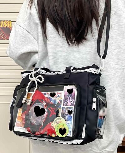 حقيبة يد Ita Crossbody، حقيبة عرض دبوسية مع إدراج، حقيبة رسول لطيفة، حقائب حمل مع كشكشة سحاب، Y2k الجمالية العصرية in Kuwait