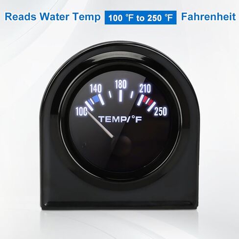 2" 52mm Water Temp Temperature Gauge 100-250 Fahrenheit DC12V Universal Water Temp Gauge Kit with LED Light Display for Boat Car Truck Marine Vehicle Automotive in Kuwait