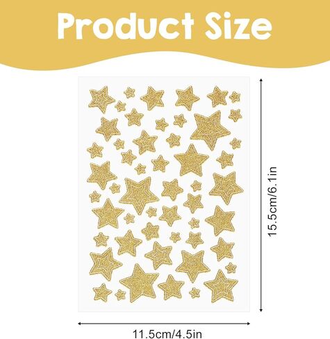 6 Sheets Star Stickers for Kids Reward, Gold Star Stickers Small Self-Adhesive Golden Stars Sticker, Glitter Reward Labels for Kids & Teachers in Saudi Arabia