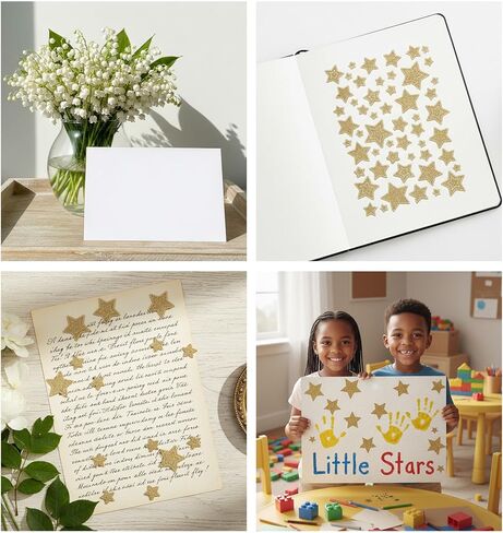 6 Sheets Star Stickers for Kids Reward, Gold Star Stickers Small Self-Adhesive Golden Stars Sticker, Glitter Reward Labels for Kids & Teachers in Saudi Arabia