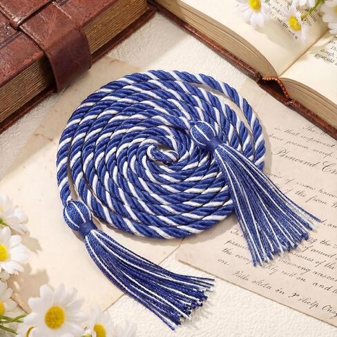 TFTAFAN 60 pcs Graduation Honor Cords Bulk 68" Grad Braided Honor Cord with Tassel for Commencement, Academic Achievements, School Ceremonies and Student Organizations (Royal Blue and White) in Saudi Arabia