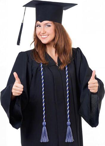 TFTAFAN 60 pcs Graduation Honor Cords Bulk 68" Grad Braided Honor Cord with Tassel for Commencement, Academic Achievements, School Ceremonies and Student Organizations (Royal Blue and White) in Saudi Arabia