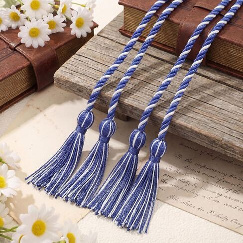 TFTAFAN 60 pcs Graduation Honor Cords Bulk 68" Grad Braided Honor Cord with Tassel for Commencement, Academic Achievements, School Ceremonies and Student Organizations (Royal Blue and White) in Saudi Arabia