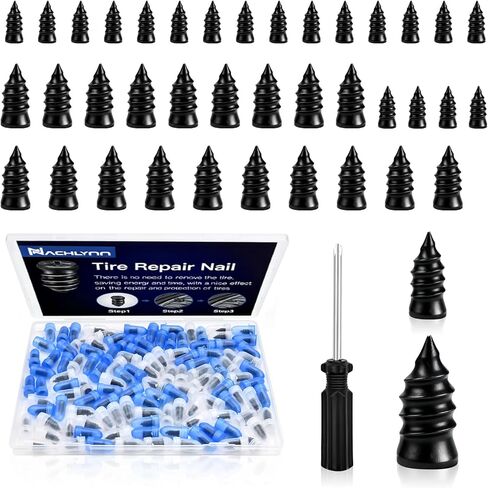 NACHLYNN 40 Pcs Tire Repair Rubber Nail Kit Tire Repair Nails with 2 Sizes and Screwdriver for Car Motorcycle Truck in Saudi Arabia