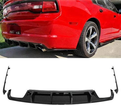 موزع خلفي متوافق مع 2011-2014 دودج تشارجر R/T، SXT، SE، Pursuit (غير مناسب SRT)، موزع شفة خلفي بنمط 4Fin MDP 3 قطع (أسود غير لامع) in Kuwait