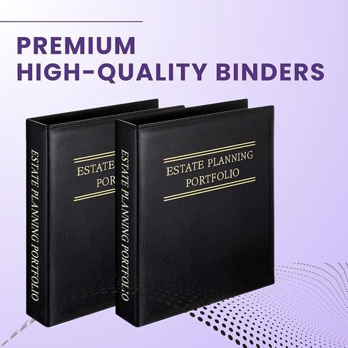 مجموعة LegalPRO مكونة من قطعتين من مجلد التخطيط العقاري مع جيوب - منظم 3 حلقات من الجلد الأسود مقاس 2 بوصة مع حروف ذهبية للوصايا والصناديق الاستئمانية والمستندات القانونية in Kuwait