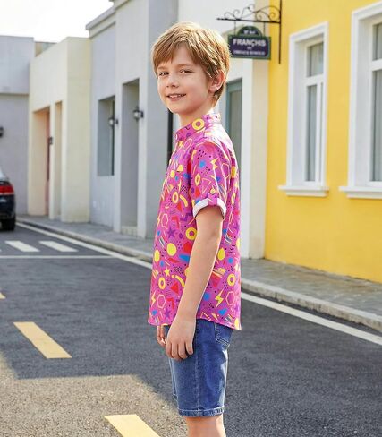Boys Button Up Henley Shirts Short Sleeve Lightweight Summer Cotton T Shirt Tees Tops with One Pocket Size 6-12 in Saudi Arabia