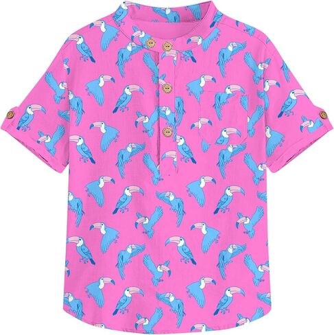 Boys Button Up Henley Shirts Short Sleeve Lightweight Summer Cotton T Shirt Tees Tops with One Pocket Size 6-12 in Saudi Arabia
