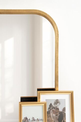 Kate and Laurel Travis Modern Wide Basket Arch Wall Mirror, 36 x 28, Gold, Decorative Wide Arched Bathroom Mirror for Over Sink or for Use as Living Room Wall Decor Accent in Saudi Arabia