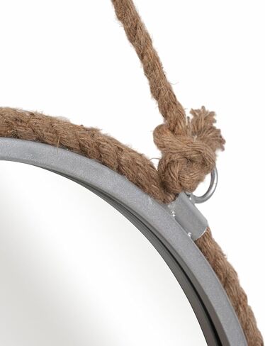 Sagebrook Home Round Wall Mirror with Rope Hanger Rustic Nautical Hanging Mirror, Metal Frame with Jute Rope, Decorative Accent for Bathroom, Bedroom, Living Room, or Entryway, 24 Inches in Saudi Arabia