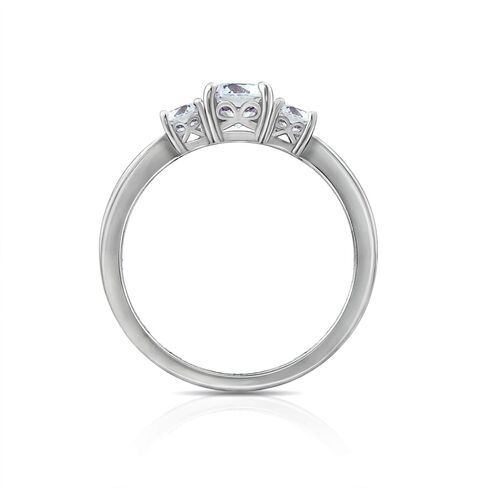 Amazon Essentials Platinum-Plated Sterling Silver Round 3-Stone Ring made with Infinite Elements Cubic Zirconia (1 cttw), Size 8, (previously Amazon Collection) in Kuwait