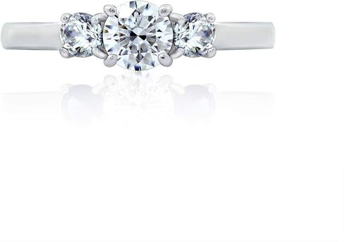 Amazon Essentials Platinum-Plated Sterling Silver Round 3-Stone Ring made with Infinite Elements Cubic Zirconia (1 cttw), Size 8, (previously Amazon Collection) in Kuwait