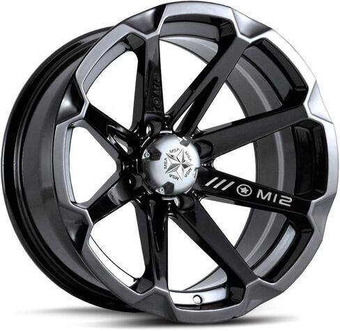 Bundle - 9 Items: MSA Black Diesel 14" ATV Wheels 27" Mud Lite XTR Tires [4x156 Bolt Pattern 10mmx1.25 Lug Kit] in Kuwait