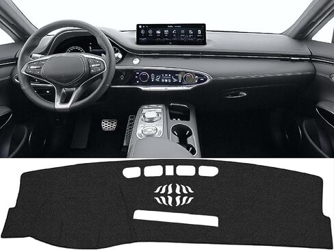 سجادة غطاء لوحة قيادة السيارة متوافقة مع 2022 2023 2024 2025 Genesis GV70 مع سجادة عرض للرأس ومظلة للزجاج الأمامي باللون الأسود in Kuwait