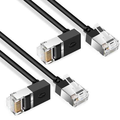 كابل إيثرنت Cat6 فائق النحافة بطول 6.6 قدم - 5 حزم. أسلاك Cat 6a LAN - متوافقة مع أجهزة الكمبيوتر والشبكات - أسود. in Saudi Arabia