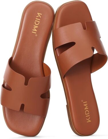 KIDMI Women's Dressy Flat Sandals Fashion Comfortable Slip On Summer Slides in Kuwait