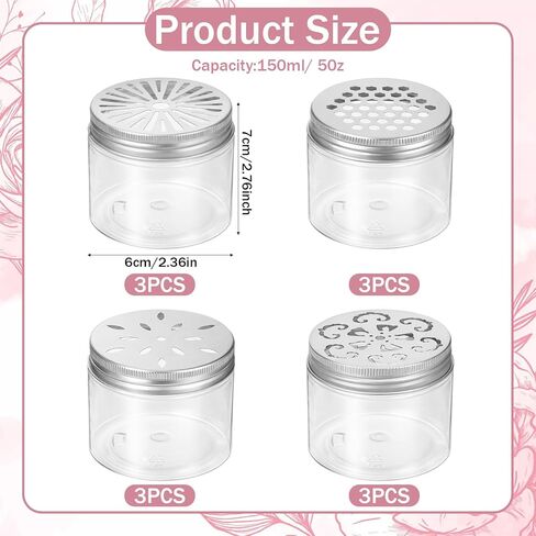 12 قطعة 150 مل حاوية خرز معطرة 5 أونصة، 4 أنماط معطر جو، موزع روائح عطرية صلبة مع أغطية مجوفة، حاويات تخزين فارغة، عينة من الجرار المستديرة للعلاج بالروائح in Kuwait