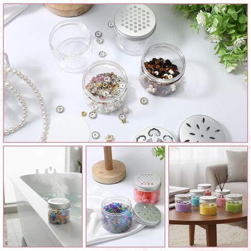 12 قطعة 150 مل حاوية خرز معطرة 5 أونصة، 4 أنماط معطر جو، موزع روائح عطرية صلبة مع أغطية مجوفة، حاويات تخزين فارغة، عينة من الجرار المستديرة للعلاج بالروائح in Kuwait