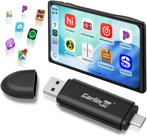 Carlinkit Wireless CarPlay Adapter 2024 Upgrade, Wired to Wireless Carplay, Compatible with OEM Wired CarPlay, Plug and Play, Support Online Upgrade Wireless Adapter in Kuwait