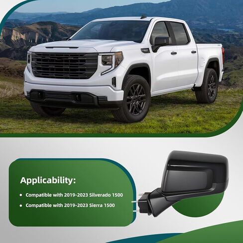 Driver Left Side Mirror Assembly Compatible with 2019-2023 Silverado and Sierra 1500 Side View Mirror w/Heated & Power Glass and Manual Folding GM1320583 5Pins in Saudi Arabia