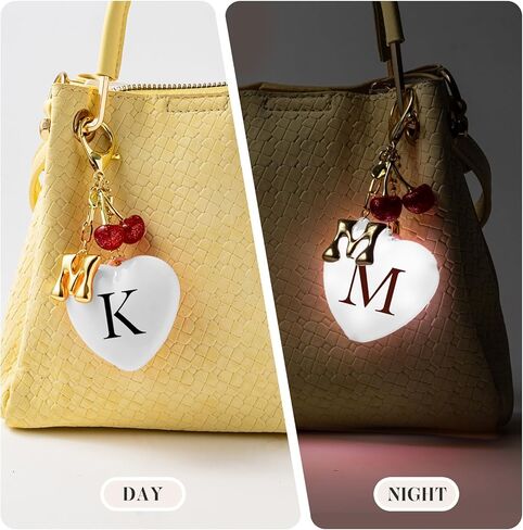 Bubble Initial Keychain With Sensing Purse Light - Glitter Purse Charms for Handbags, Gifts for Women in Saudi Arabia