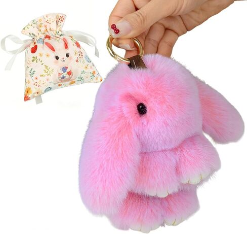 سلسلة مفاتيح على شكل أرنب من القطيفة على شكل أرنب، سلاسل مفاتيح محظوظة، سلسلة مفاتيح على شكل أرنب ناعمة مصنوعة يدويًا، هدية لعيد الأم في عيد الفصح in Kuwait