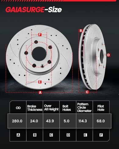 Front Automotive Replacement Brake Kit, Drilled Slotted Rotors Kit Compatible with 2013-2017 Nissan Sentra(Note: for Naturally Aspirated Model) - Anti-Rust Geomet Coated - 280mm(11in) in Saudi Arabia