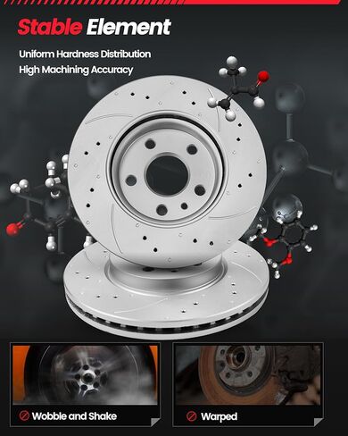 Front Automotive Replacement Brake Kit, Drilled Slotted Rotors Kit Compatible with 2013-2017 Nissan Sentra(Note: for Naturally Aspirated Model) - Anti-Rust Geomet Coated - 280mm(11in) in Saudi Arabia