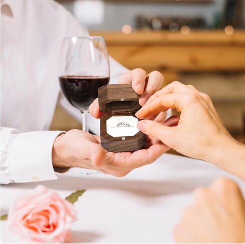 Wooden 2 Ring Flip Box for Wedding, Rustic Vintage Engraved Walnut Solid Wood Jewelry Storage Box Ring Holder (2pcs Mr&Mrs, No Customized) in Saudi Arabia