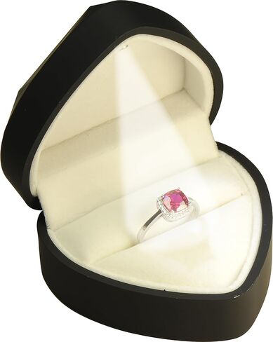 LED Heart Shaped Ring Box for Wedding, Proposal, Engagement, Valentine' Day, Christmas...Luxury LED Ring Jewelry Gift Case Box with Light for Women Men(Black LED Ring Box(Heart Shaped)) in Kuwait